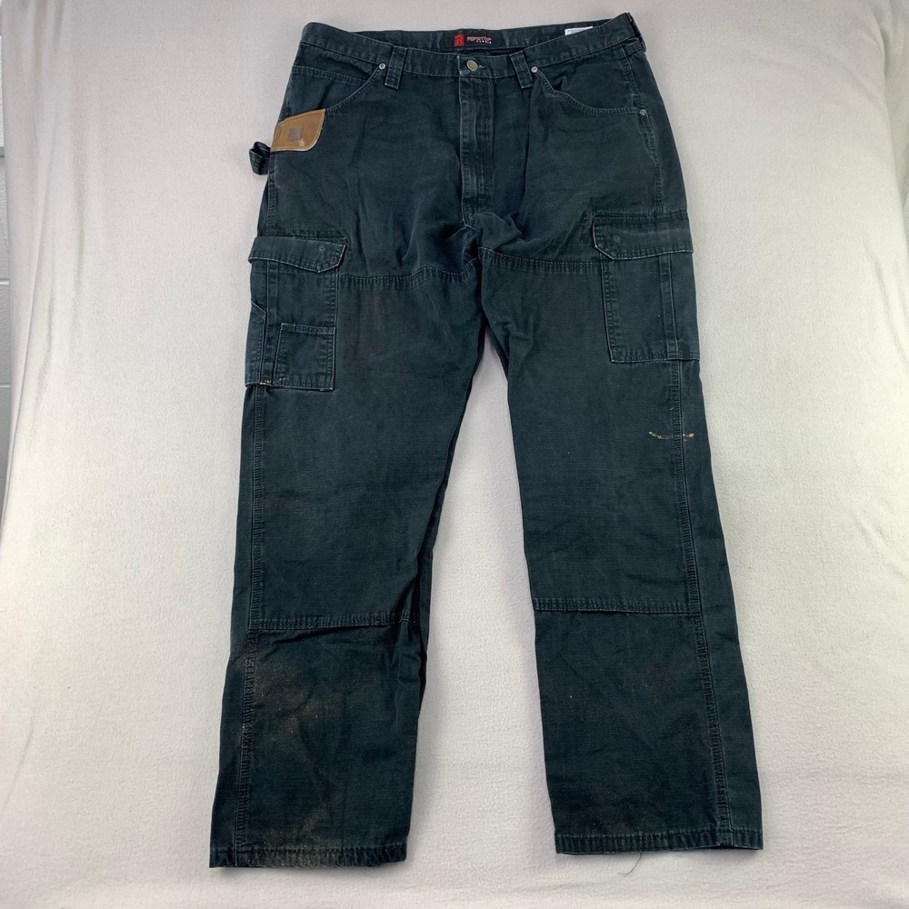 Wrangler Ripstop Cargo Pants Men 40x34 Black Workwear Utility Straight Leg